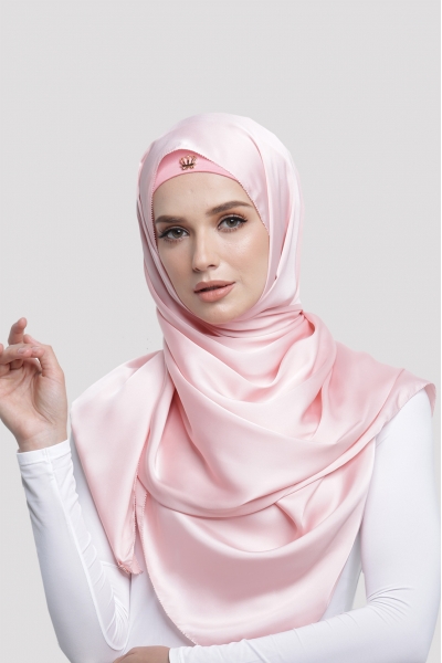SATIN SILK SHAWL - POWDER PINK SATIN SILK SHAWL - POWDER PINK